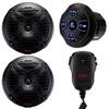 Pyle Marine Bluetooth Receiver Speaker Kit - Waterproof Audio Entertainment System Set w/Dual 6.5" Boat Speakers, Wireless BT Controller, Compact Handheld Broadcasting Microphone (Black) view 1