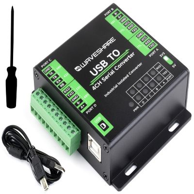 waveshare Industrial USB to 4-CH, USB to RS232/485/422/TTL Serial Converter, Adopts FT4232HL Chip, Support Linux, Android, Windows 11/10 / 8.1/8 / 7, Safer Isolated Design