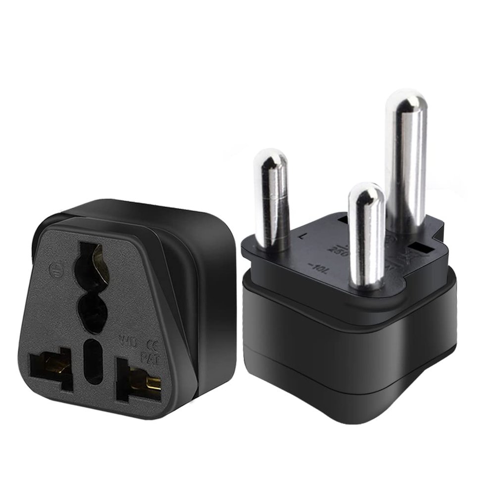Strhowill (2pack) South Africa Big 3 Pins Type M Outlet Travel Power Adapter, South Africa Travel Plug Adapter,South Africa Plug Big 3 Pins Adapter,South Africa Socket (Black)