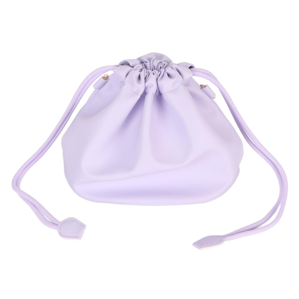 Zopsc PU Leather Drawstring Camera Bag, PU Leather Drawstring Pouch Bag for Camera, Cute Portable Soft Camera Case with Shoulder Straps for Girls Students Women ()