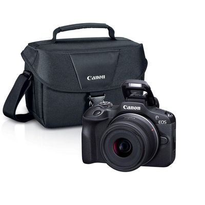Canon EOS R100 Mirrorless Camera with RF-S18-45mm F4.5-6.3 is STM Lens, 24.1 Megapixel CMOS (APS-C) Sensor | Black with 200ES Camera Shoulder Bag
