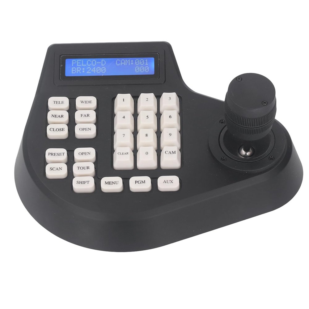 3D PTZ Camera Controller, PTZ Camera Keyboard RS485 PTZ Joystick Controller LCD Display Control Device for Safety Monitor (US Plug)