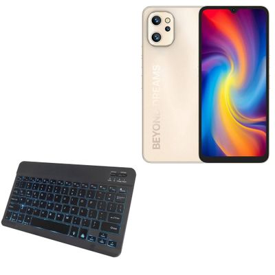 BoxWave Keyboard Compatible with Umidigi A13 Pro - SlimKeys Bluetooth Keyboard - with Backlight, Portable Slim LED 7 Colors - Jet Black