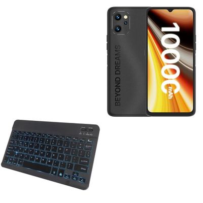 BoxWave Keyboard Compatible with Umidigi Power 7 MAX - SlimKeys Bluetooth Keyboard - with Backlight, Portable Slim LED 7 Colors - Jet Black