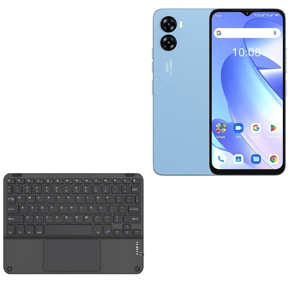 BoxWave Keyboard Compatible with Umidigi G3 - SlimKeys Bluetooth Keyboard with Trackpad, Portable Slim TouchPad - Jet Black