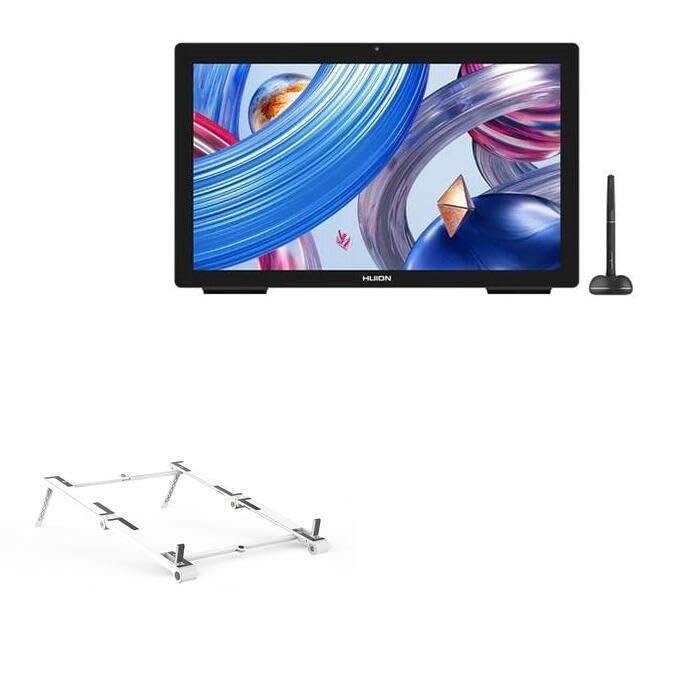 BoxWave Stand and Mount Compatible with Huion Kamvas Studio 24 - Pocket Aluminum Stand 3-in-1, Portable Multi Angle Viewing Riser - Metallic Silver