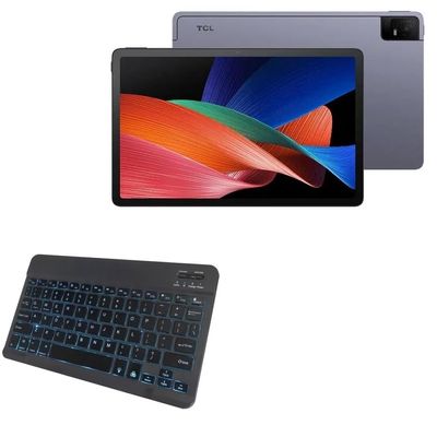 BoxWave Keyboard Compatible with TCL Tab 11 - SlimKeys Bluetooth Keyboard - with Backlight, Portable Slim LED 7 Colors - Jet Black