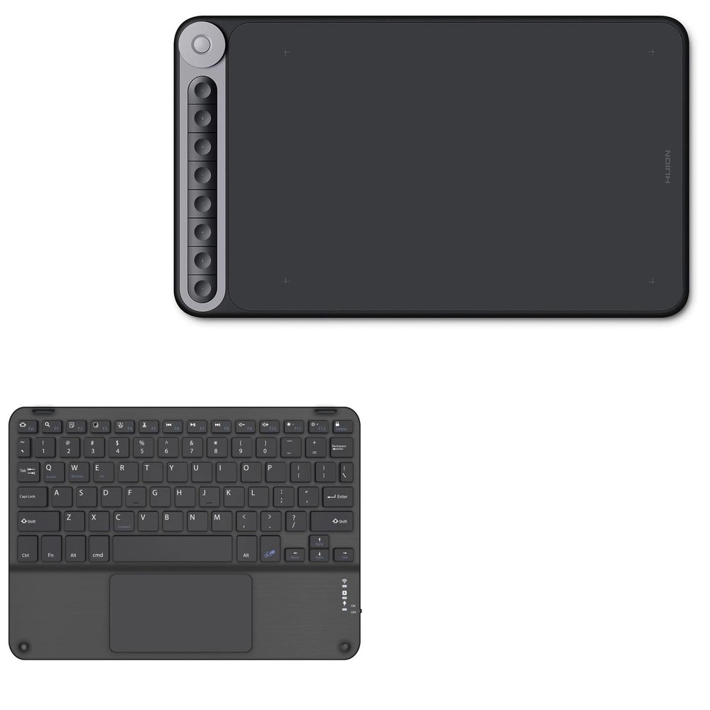 BoxWave Keyboard Compatible with Huion Dial Q620M - SlimKeys Bluetooth Keyboard with Trackpad, Portable Slim TouchPad - Jet Black