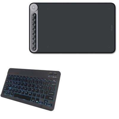 BoxWave Keyboard Compatible with Huion Dial Q620M - SlimKeys Bluetooth Keyboard - with Backlight, Portable Slim LED 7 Colors - Jet Black