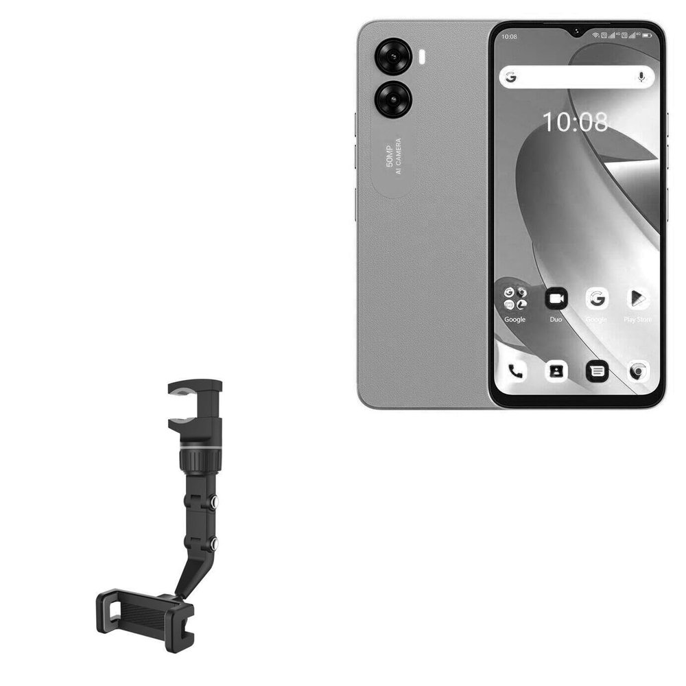 BoxWave Car Mount Compatible with Umidigi G3 - Rearview Mirror Car Mount, Rear View Mirror Adjustable GPS Car Mount - Jet Black