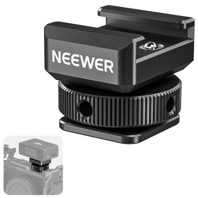 NEEWER 2PCS Cold Shoe Mount Adapter Compatible with DJI Hollyland Rode Wireless Lavalier Microphone Receiver, Anti Drop Mic Accessories with Retractable Pins, Metal Camera Cage Mount Adapter, UA030