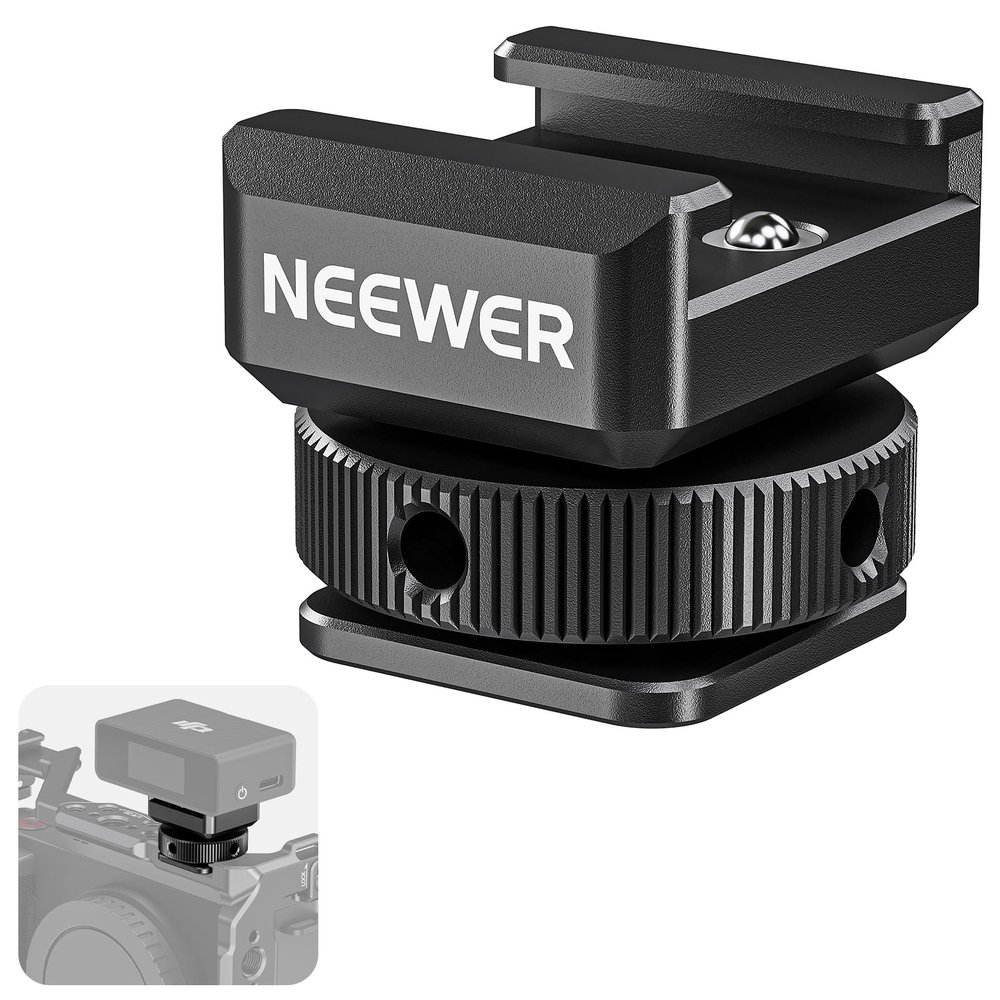 NEEWER 2PCS Cold Shoe Mount Adapter Compatible with DJI Hollyland Rode Wireless Lavalier Microphone Receiver, Anti Drop Mic Accessories with Retractable Pins, Metal Camera Cage Mount Adapter, UA030