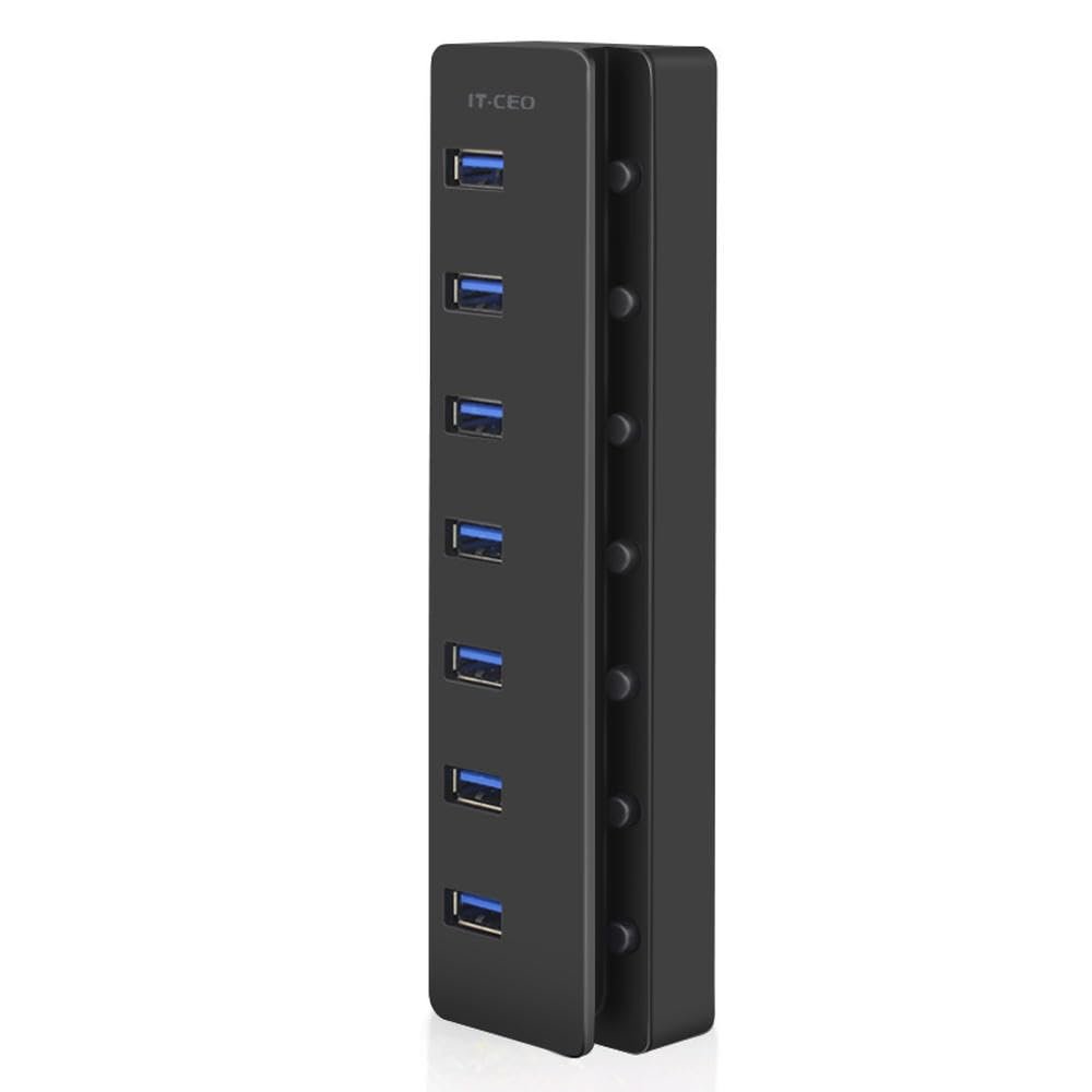 RKEBK 7 Port USB 3.0 HUB 5Gbps High Speed Powered Adapter Cable Splitter Extender PC 1108