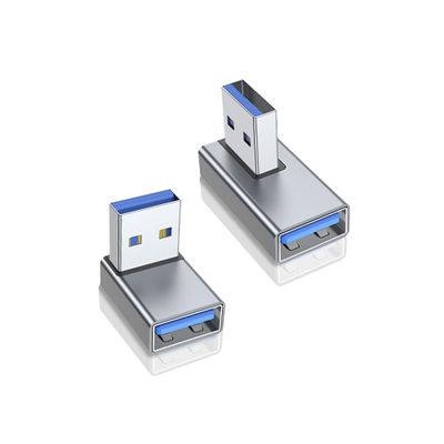 90 Degree Right Angle USB 3.0 Male to Female Expansion Adapter, Supports Data Transfer & Charging, Compatible with PC, Laptop, Hard Drive, Keyboard, Power Bank,2-Pack