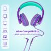 rockpapa Comfort+ Kids Headphones with Microphone, Boys Girls Student Over-Ear Headphones Wired Foldable for School Classroom Laptop PC Computer Tablet Purple Green view 3
