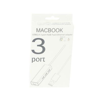 RKEBK 3 Port USB 2.0 Hub to LAN 100Mbps Ethernet RJ45 Network Adapter for Laptop PC Adapter