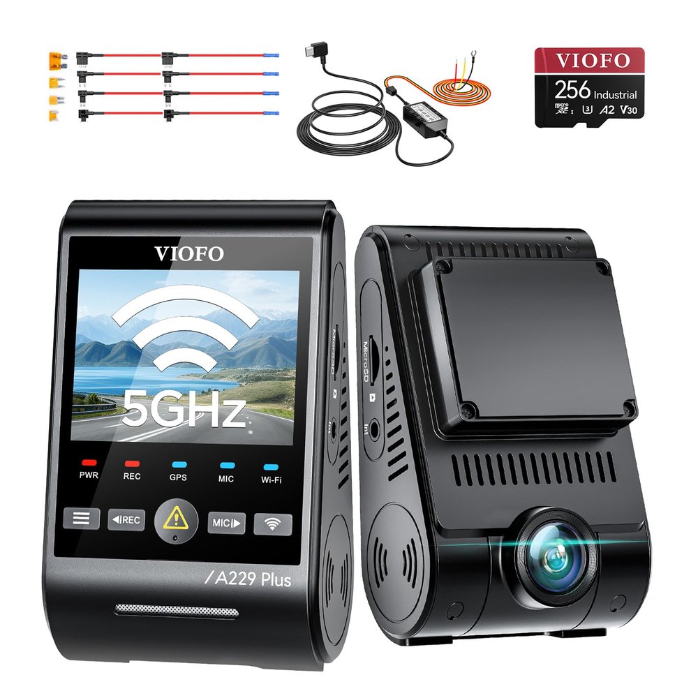 Bundle: VIOFO A229 Plus 2CH+HK4+8PCS Full+256GB SD Card VIOFO A229 Plus Dash Cam with Dual STARVIS 2 Sensors, 2 Channel HDR, 1440P+1440P Front and Rear, Voice Control Car Dash Camera