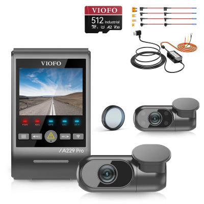 Bundle: VIOFO A229 Pro 3CH + 512GB Card+ HK4 Hardwire Kit with 8pcs Fuse Tap 3 Channel 4K HDR Dash Cam, Dual STARVIS 2 Sensors, 4K+2K+1080P Front Inside and Rear Car Camera