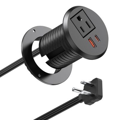 Desktop Power Grommet 2 inch Hole,PD 30W USB C Fast Charging Station,Ultra Thin Flat Plug Power Strip,Recessed Outlet,Slim Outlet Extender for Office,Table Outlets for Home,Office,6ft Cable
