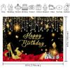 10x6.5ft Gold and Black Happy Birthday Backdrop Large Glitter Sequin High Heels Diamond Wine Red Rose Photography Background for Women Party Decorations Banner Photo Booth Backdrops view 3