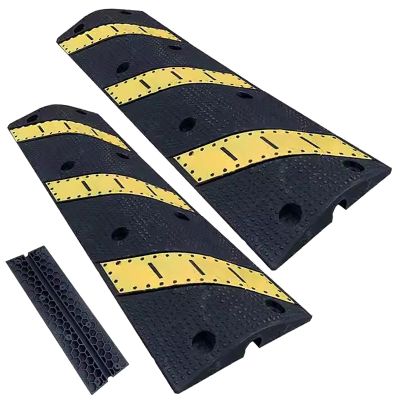 2 Pack, Modular Speed Bump, Heavy Duty Cable Protector Ramp, Garage Speed Bump, Garage Speed Bump, for Garage Gravel Roads Asphalt Concrete (Color : 2 Channel)