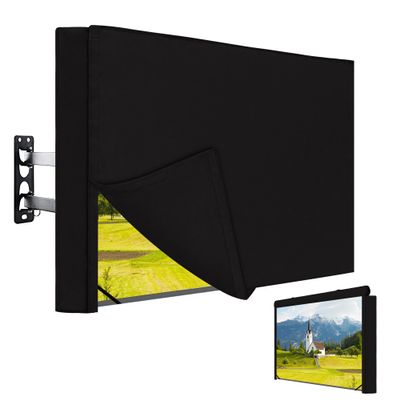 Easy-Going Outdoor TV Cover with Roll Up Front Flat for 65-70 inch, Waterproof and Weatherproof TV Cover for Flat Screen TV, Black