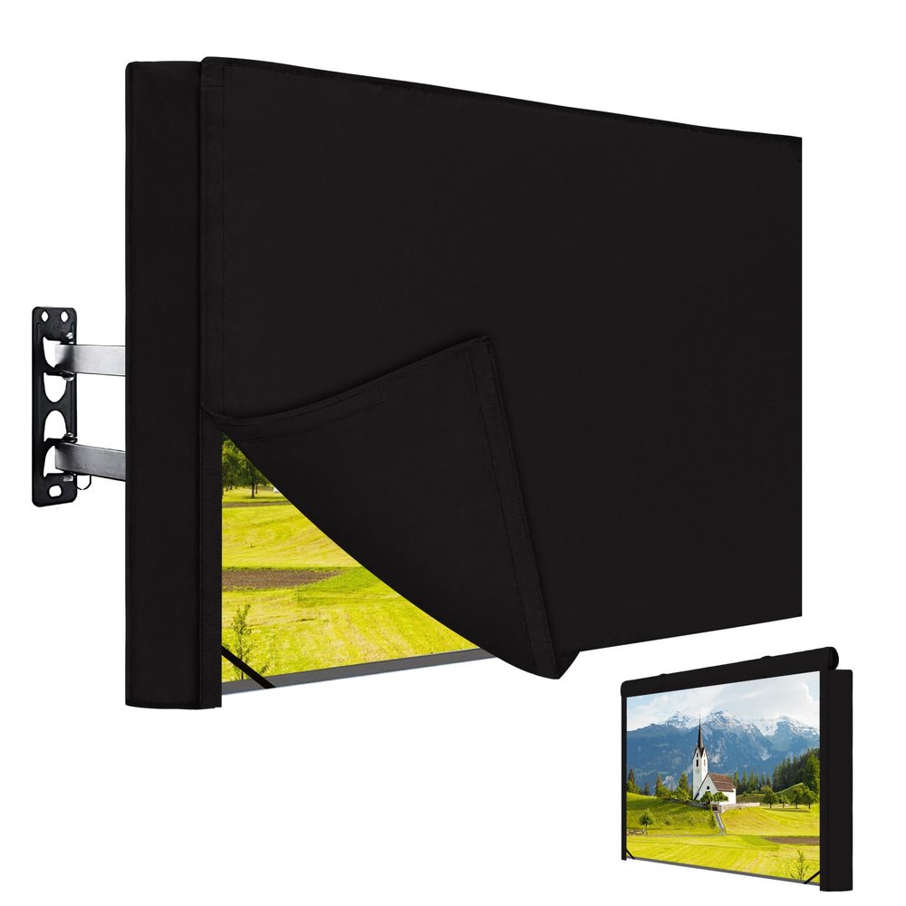 Easy-Going Outdoor TV Cover with Roll Up Front Flat for 65-70 inch, Waterproof and Weatherproof TV Cover for Flat Screen TV, Black