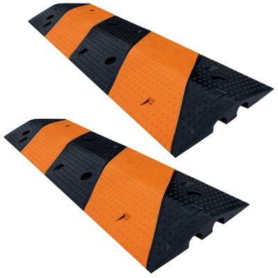 2 Pack, Cable Protector, Rubber Speed Bump Heavy Duty Cable Protector Ramp, Modular Speed Bump, Garage Speed Bump, for Garage Gravel Roads Asphalt Concrete (Color : 2 Channel-16)