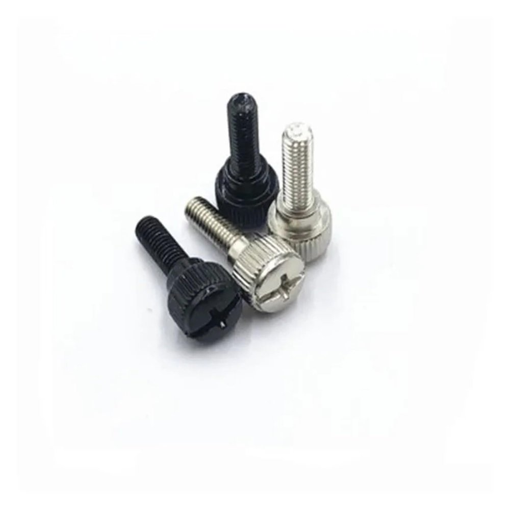 10pcs M3 M4 M5 M6 Steel with Black Zinc Or Nickel Plated Knurling Step Thumb Screw Hand Tighten Computer Case Screws(Steel with Black,10MM_M6)