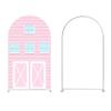 Ellteecz Pink Barn Door Arch Backdrop Cover with Stand for Cows Farm Birthday Party Arched Frame Stretchy Fabric Covers Baby Shower Cake Banquets Parties Decorations 3x5FT view 1