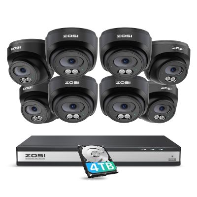 ZOSI C220 16CH 4K PoE Home Security Camera System, 16 Channel 4K 8MP NVR with 4TB HDD for 24/7 Record, 8 x 4MP(1440p) QHD 2.5K Dome IP Cameras Outdoor Indoor, Smart AI Human Detection, Two-Way Audio