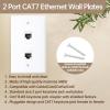 3 Pack CAT7 Ethernet Wall Plate, RJ45 Keystone Jack 2-Port Ethernet Wall Outlet Female to Female Shielded Coupler with Single Gang Low Voltage Mounting Bracket, Hide Cables Behind Walls view 3