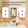3 Pack CAT7 Ethernet Wall Plate, RJ45 Keystone Jack 2-Port Ethernet Wall Outlet Female to Female Shielded Coupler with Single Gang Low Voltage Mounting Bracket, Hide Cables Behind Walls view 4