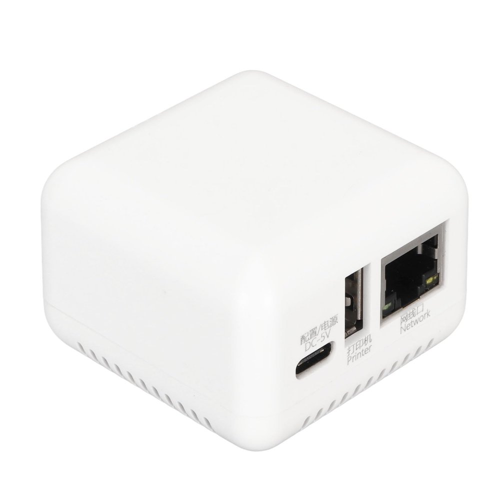 GOWENIC USB 2.0 Network Print Server, LAN Print Share Server Supports Image and Text Printing, for Office School Printshop (US Plug 110V)