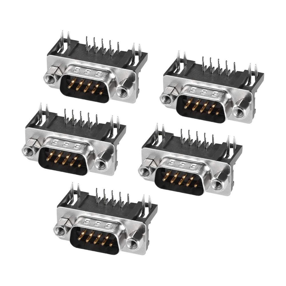 XYWHPGV D-sub Connector Male Plug 9 Pin 2 Row Right Angle Port Terminal Output for Mechanical Equipment Pack of 5(b230f a4edc 334f4 eff2d 2c69e 26a98