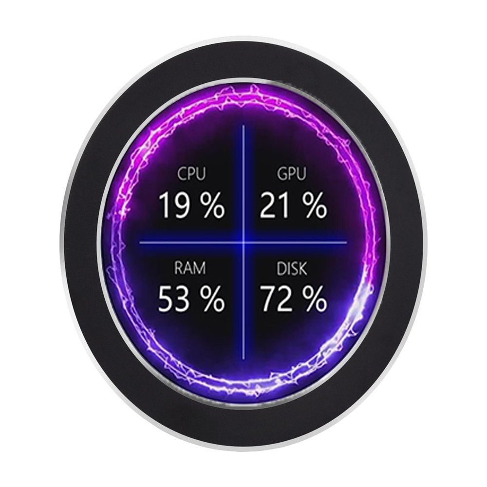 2.8inch USB Monitor Water Cooler Screen PC Case Secondary Screen Desktop RGB Ambient Screen 480480 Resolution IPS Panel,Supports Music Spectrum Analysis Function Dynamic Theme Editor, Black