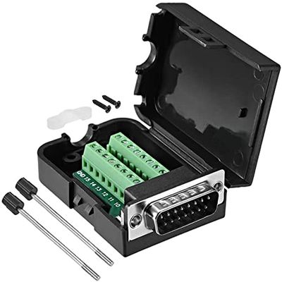XYWHPGV D-sub DB15 Breakout Board Connector with Case 15 Pin 2 Row Male Port Solderless Terminal Block Adapter with Thumb Screws(0bf96 eef86 3a3bb f237b 422c4 13d01