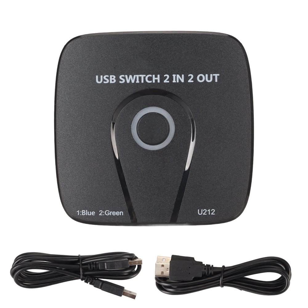 Gavigain USB Switcher,2 in 2 USB Switch Selector Computers Sharing USB Devices USB Peripheral Switcher Box Hub for Mouse Keyboard Scanner Printer PCs with Swapping and USB C to Cable