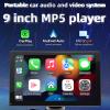 9 Inch Car Stereo, Car Audio Receiver MP5 Multimedia Player Compatible with CarPlay, Support for Bluetooth/FM Radio/for MirrorLink / 12 LED Lights Rear View Camera view 4
