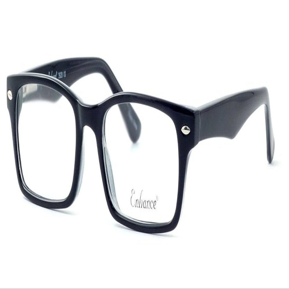 Calabria Enhance 3928 Kids Rectangular Blue Light Blocking Reading Glasses +0.00 Black Crystal Girls
