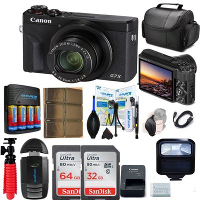 PowerShot G7 X Mark II Digital Camera (International Version) with PixiBytes Advanced Accessories Bundle - Black (Renewed)