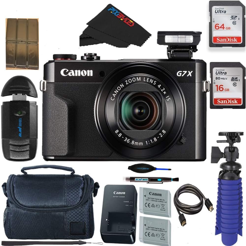 Canon PowerShot G7 X Mark II Digital Camera with PixiBytes Pro Accessories Bunlde (International Model) (Renewed)