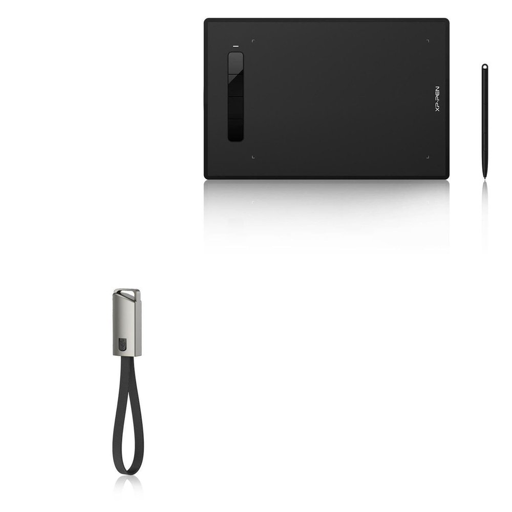 BoxWave Cable Compatible with XP-Pen Star G960S - USB Type-C Keychain Charger, Key Ring USB Type-C to Type-A 8 in USB Cable - Jet Black