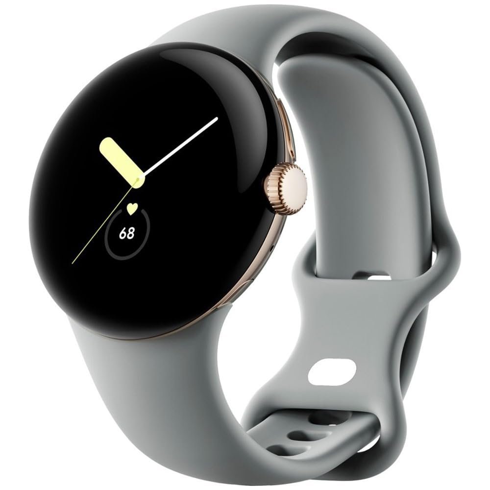 Google | Pixel Watch | Android Smartwatch with Fitbit Activity Tracking | Fitness and Sleep Tracker with Heart Rate Tracker | 41mm | Supports LTE (Gold case w/Hazel Active Band) (Renewed)