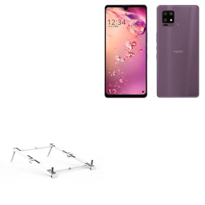 BoxWave Stand and Mount Compatible with Sharp Aquos zero6 - Pocket Aluminum Stand 3-in-1, Portable Multi Angle Viewing Riser - Metallic Silver