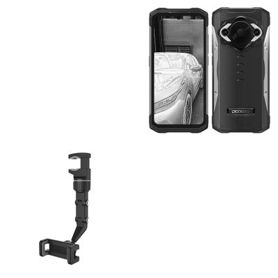 BoxWave Car Mount Compatible with Doogee S98 Pro - Rearview Mirror Car Mount, Rear View Mirror Adjustable GPS Car Mount - Jet Black