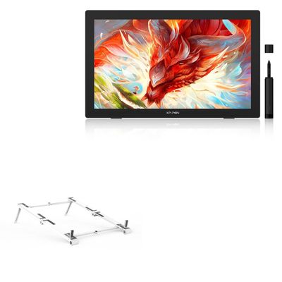 BoxWave Stand and Mount Compatible with XP-Pen 24 Drawing Display (FHD) - Pocket Aluminum Stand 3-in-1, Portable Multi Angle Viewing Riser - Metallic Silver