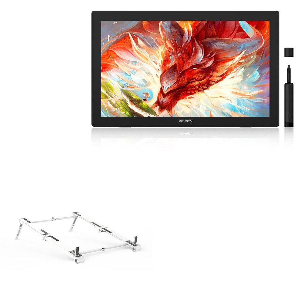 BoxWave Stand and Mount Compatible with XP-Pen 24 Drawing Display (FHD) - Pocket Aluminum Stand 3-in-1, Portable Multi Angle Viewing Riser - Metallic Silver
