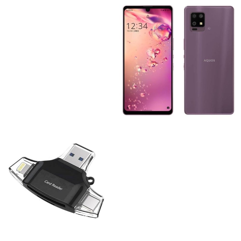 BoxWave Smart Gadget Compatible with Sharp Aquos zero6 - AllReader SD Card Reader, microSD Card Reader SD Compact USB - Jet Black