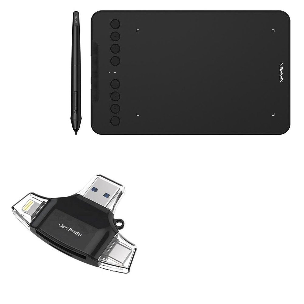 BoxWave Smart Gadget Compatible with XP-Pen Deco mini7W - AllReader SD Card Reader, microSD Card Reader SD Compact USB - Jet Black
